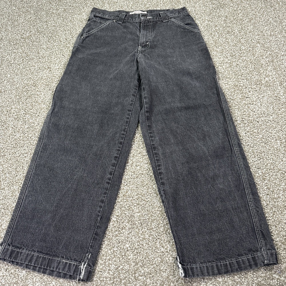 Vtg Levi High Rise Wide Leg Jeans Women Carpenter Black Size 16 30/27 Stonewash